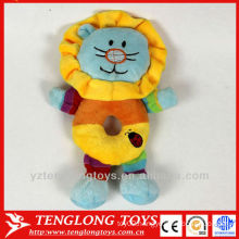 2014 extra soft short plush lion toy with bell for baby